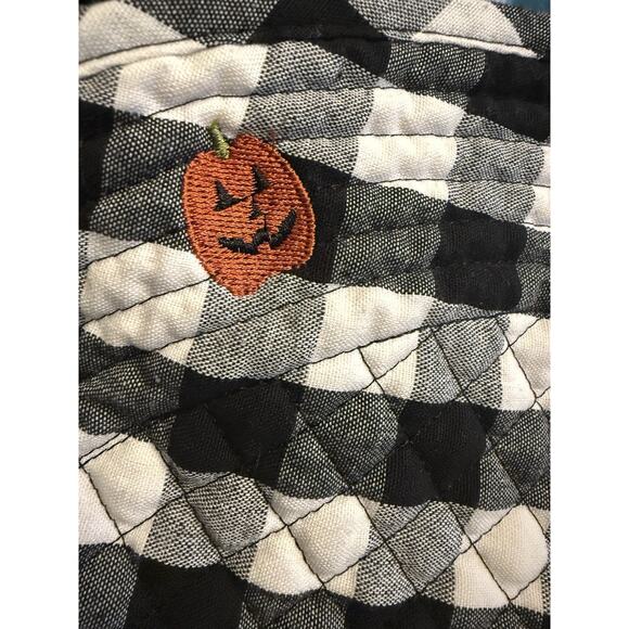 Set of 4 Shabby Chic Halloween Jack-O'-Lantern Buffalo Plaid Quilted Placemats - Picture 3 of 7
